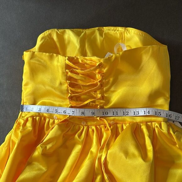 Short Yellow Strapless Homecoming Prom Dress Corset Back Bow Puffy Skirt Size M - Picture 11 of 14